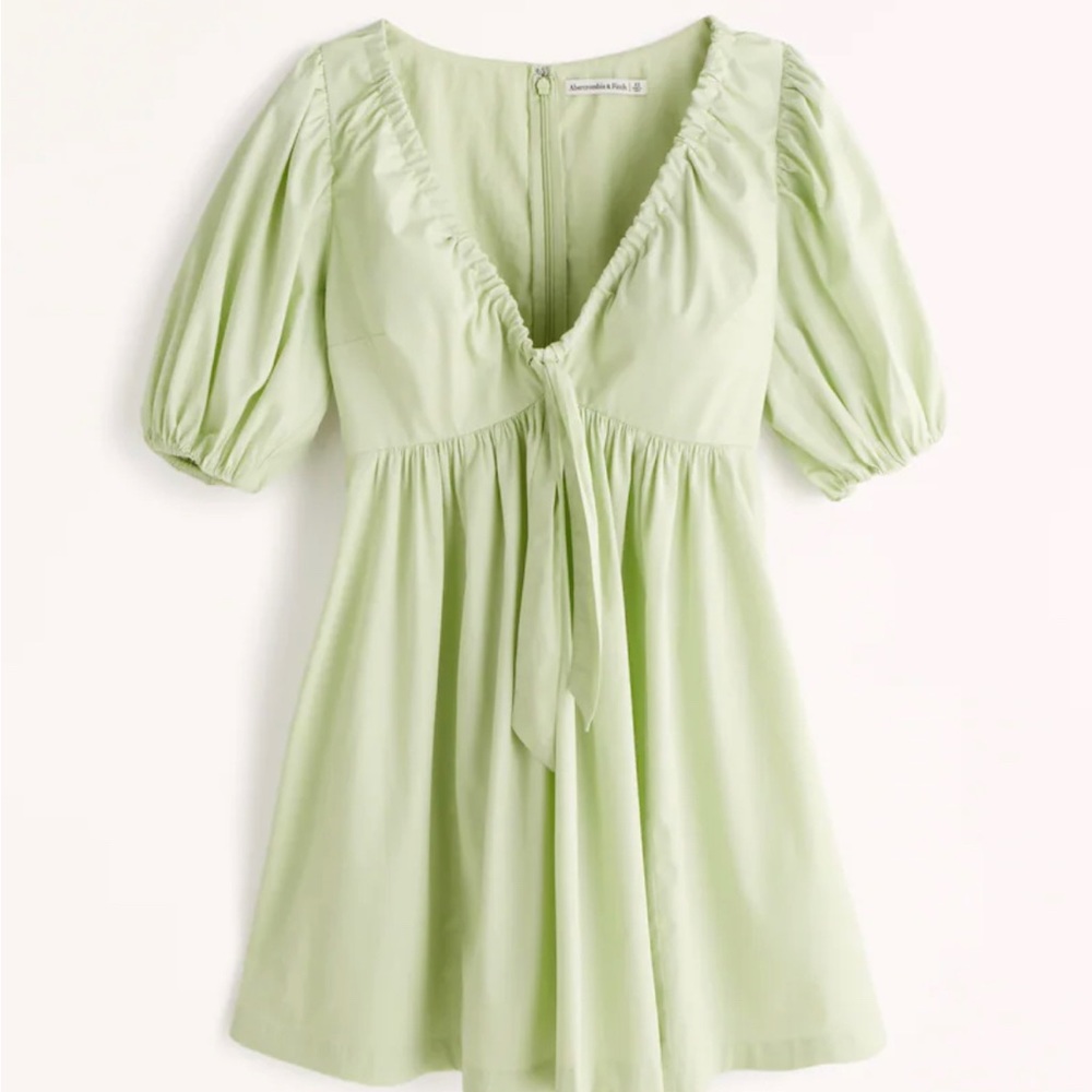 Abercrombie poplin cinch front baby green dress size Medium